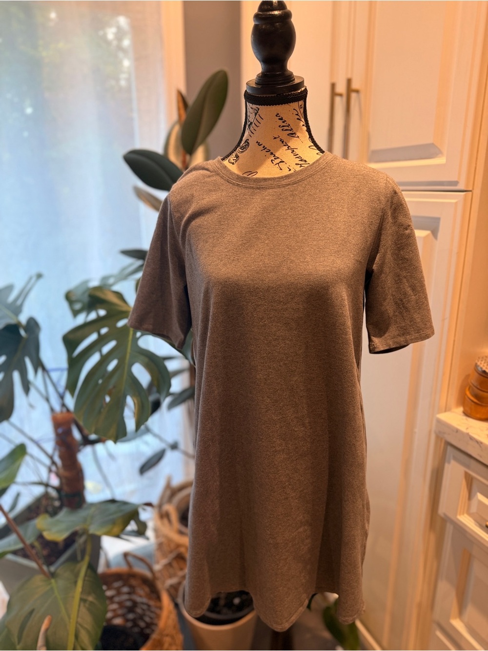 Eileen Fisher Heather Gray Crew Neck TShirt Dress
